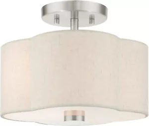 2-Light Brushed Nickel Semi Flush Mount Ceiling Light - Picture 1 of 8