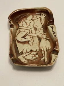 Vintage 1961 Hanna Barber Ash Tray Fred Flintstone And Wilma - Picture 1 of 5