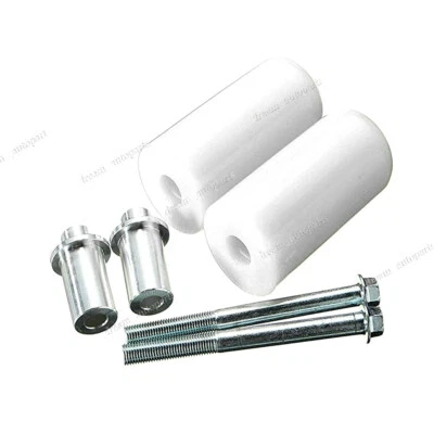 Pair Motorcycle Frame Sliders Crash Protectors Fits Kawasaki Honda Yamaha White Foto 1 de 4