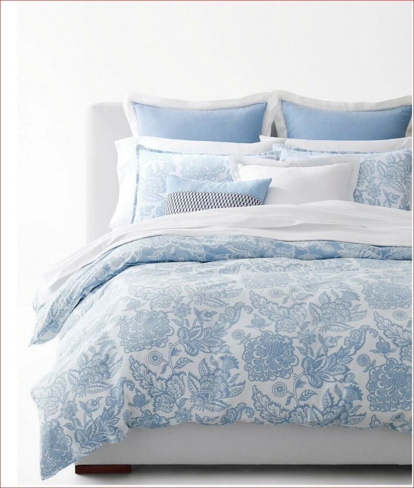 Ralph Lauren Joanna Floral 3p Full/ Queen Comforter Shams Set Aqua White