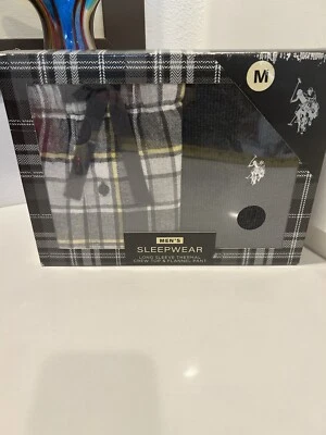 EE. UU. POLO ASSN. JUEGO DE ROPA DE DORMIR PARA HOMBRE Pantalón de Franela y MANGA LARGA Térmica Crew Talla M Foto 1 de 4