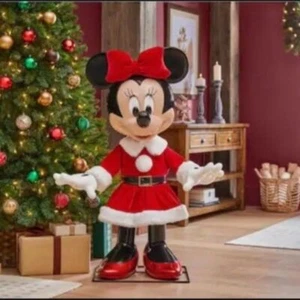 Disney 4 ft Animated Minnie Mouse Holiday Decoration Red Animatronic - Picture 1 of 6