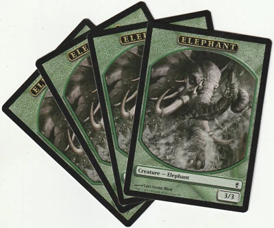 ✪ 4 MAGIC The Gathering ELEPHANT Green Creature Token PLAYSET CNS/EN NM/EX - Bild 1 von 2