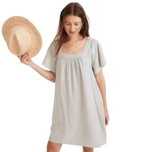 Madewell Lightspun Butterfly Square-Neck Mini Dress Glassware Blue NF851 XXL - Picture 1 of 7