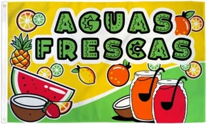 Aguas Frescas 3x5ft Poly Beverage Flag for Juice Bars, Restaurants, Drink Stands - Picture 1 of 3