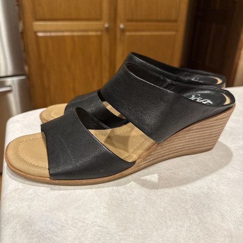 MBT Sandali con zeppa Sofft Ginetta 8 5 M (B) EU 39 neri in pelle italiana nuovi senza scatola