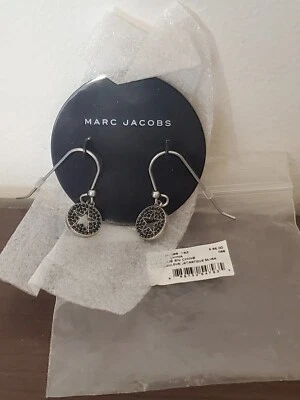 Pendientes Marc Jacobs Pave Star Jet Negro/Plata Antigua Redondos Dije - Nuevos Foto 1 de 4