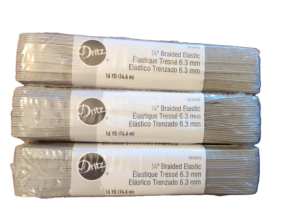 Dritz 1/4" Elastic 48 Yards Gray Braided #9530XG Prym 48 Yds Total