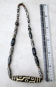 POWERFUL! Vintage Tharu Tibet Tibetan Dzi Bead Shaman Necklace 9 Eye Dzi - Picture 1 of 5