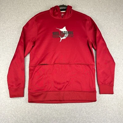 Reel Legends Hoodie Men's Medium Red Reel First Mate Hands Free Fishing Pockets - Image 1 of 4