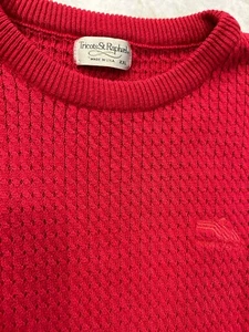 Tricots St Raphael Red Sweater XXL Cable Pebble Beach Logo - Picture 1 of 9