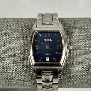 Fossil Arkitekt Watch Womens 23mm Rectangle Blue Dial Date Steel New Battery - Picture 1 of 12