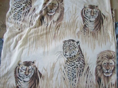 Sábana bajera STEVENS DOBLE PLANA de colección hecha en EE. UU. LEÓN/TIGRE/LEOPARDO estampado Foto 1 de 4