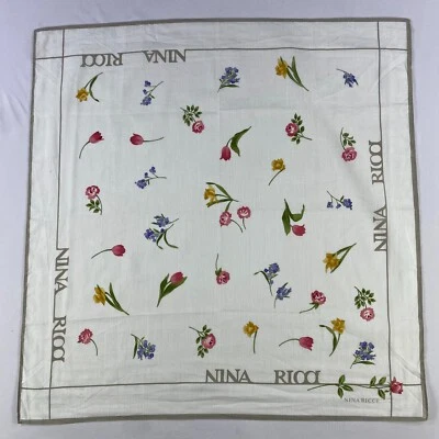 Lenço de pescoço vintage Nina Ricci bolso quadrado bandana - Imagem 1 de 4
