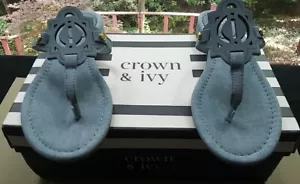 Crown & Ivy Wylie Chambray Blue Sandals Shoes womens size 7.5 New w/Box - Picture 1 of 8
