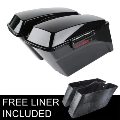 Vivid Black Hard Saddlebags w/ Latch Key Fit For Harley Touring Road Glide 94-13 - Image 1 of 4