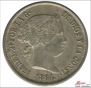España 40 centimos de escudo 1864 Madrid Ag EBC Isabel II - Foto 1 di 2