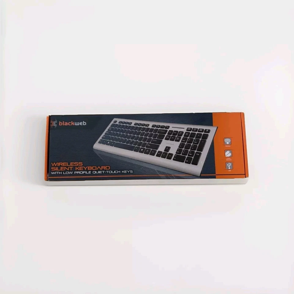 BLACKWEB Wireless Silent Keyboard Low Profile Quiet-Touch Keys BWC17H0005 Silver - Image 1 of 1
