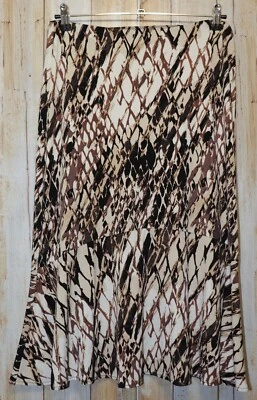 Mujer Marrón Estampado East 5th Falda Frontal Plana Talla Pequeña Excelente Foto 1 de 2