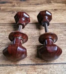 Vintage 1930s Brown Toffee Swirl Bakelite Hexagonal Door Knobs. 1 of 2 Available - Picture 1 of 7