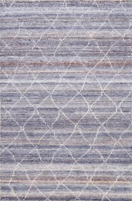 4x6 Trellis现代羊毛/丝绸抽象东方小地毯手工编织新地毯 — 第 1/4 张图片