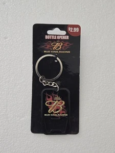 VINTAGE BUD RACING BOTTLE OPENER KEYCHAIN ( NEW ) BLACK - Afbeelding 1 van 1