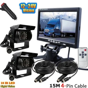 Caravan RVs Trailer Truck 2x IR Backup Rear View CCD 4Pin Camera +7" Car Monitor - Picture 1 of 24