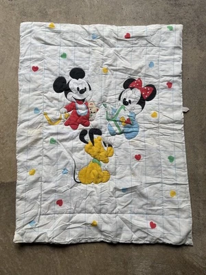 Manta acolchada vintage Dundee 1984 para cuna Mickey Minnie Pluto Friends Foto 1 de 4