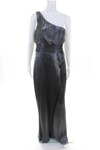 Likely Womens Chandler One Shoulder Metallic Gown Silver Tone Size 8 10856022 - Picture 1 of 7