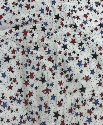 Cotton Fabric White Red Blue Stars USA Patriotic BT Half Y #21 - Image 1 of 4