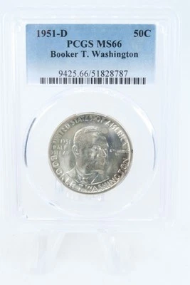 1951-D PCGS MS66 Booker T. Washington Classic Commemorative Half Dollar 50C - Image 1 of 2
