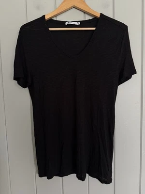 Top T Alexander Wang M Medio Sutil Semi Transparente Rayas Relajado Negro S/S Cuello en V Foto 1 de 4