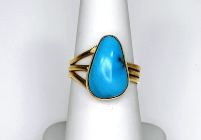 Anillo de oro 14K turquesa extraída natural Foto 1 de 4
