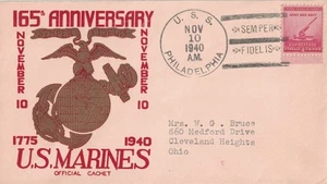 10 Nov 1940 Naval Cover, U.S. Marines 165th, USS Philadelphia CL-41 - Picture 1 of 2