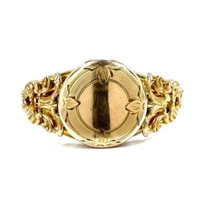 9ct Rose Gold Filled Locket Bangle - 61.0mm - 18cm - Vintage 1940s - Picture 1 of 11