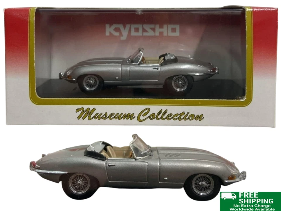 Kyosho Museum Collection Jaguar E-Type 1/87 Diecast Model Car Silver Vintage JPN - Photo 1/4