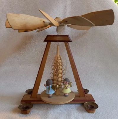 Erzgebirge Weihnachtspyramide, alte Vintage Pyramide, Engel, DDR - Bild 1 von 4