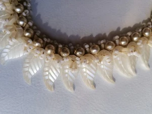 Alte Vintage Kette mit Perlmutt Handarbeit - Bild 1 von 9