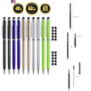 Touch Screen Stylus Pen 10 Pcs Ballpoint Pen 2 in 1 Slim Capacitive Stylus wi... - Picture 1 of 8