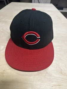Cincinnati Reds Hat Cap Size 7 1/4 Black MLB Baseball New Era 5950 USA - Picture 1 of 5