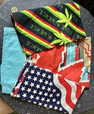 Lote If 3 pañuelos de algodón vintage, patrióticos, jamaicanos, suroeste Foto 1 de 4