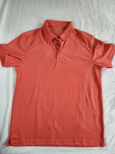 CMMN Men’s Polo Shirt 1X Coral Orange Short Sleeve Collared Performance Golf - Picture 1 of 6