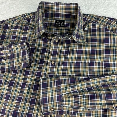 Jos A Bank Travelers Shirt Mens XL Long Sleeve Button Down Plaid Dress - Image 1 of 4