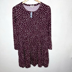 Neu Ann Taylor Loft Outlet Kleid Damen Medium Petite Polka Dot rot lila Viskose - Bild 1 von 10