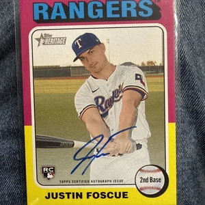 2024 Topps Heritage High Number Justin Foscue Real One Auto RC #ROA-JU Rangers - Picture 1 of 2