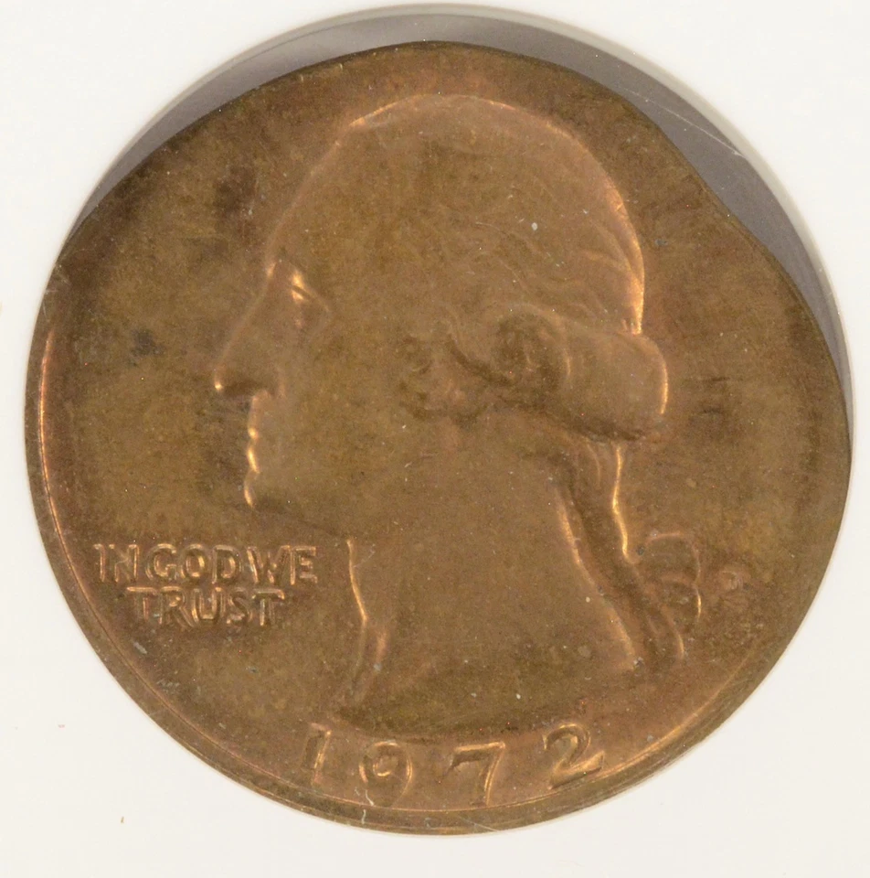 1972-D 25c Washington Quarter Struck on Cent Planchet ANACS MS64 RB - Image 1 of 1