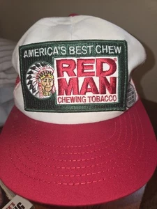 Vtg Red Man Chewing Tobacco Snap Back Trucker Hat Cap baseball mesh Patch - Picture 1 of 7