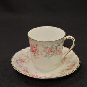 Hutschenreuther Demitasse Cup & Saucer Pink Floral Garlands w/Gold 1946-1948 - Picture 1 of 24
