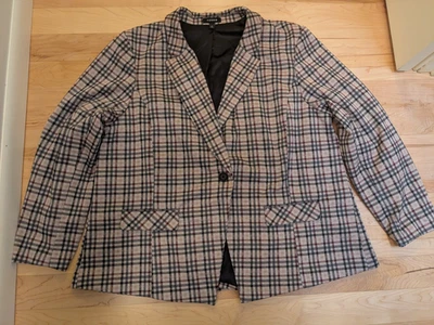 Abrigo Chaqueta Blazer 3 Bolsillos a Cuadros Órridos Un Botón Forrado Muesca Cuello 22 24 Foto 1 de 4