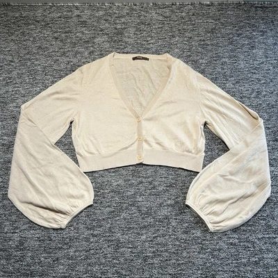 Женский кардиган Reiss размер Large кремовый ангорский шелк укороченный свитер 90-е 2000-е Y2K - Изображение 1 из 4
